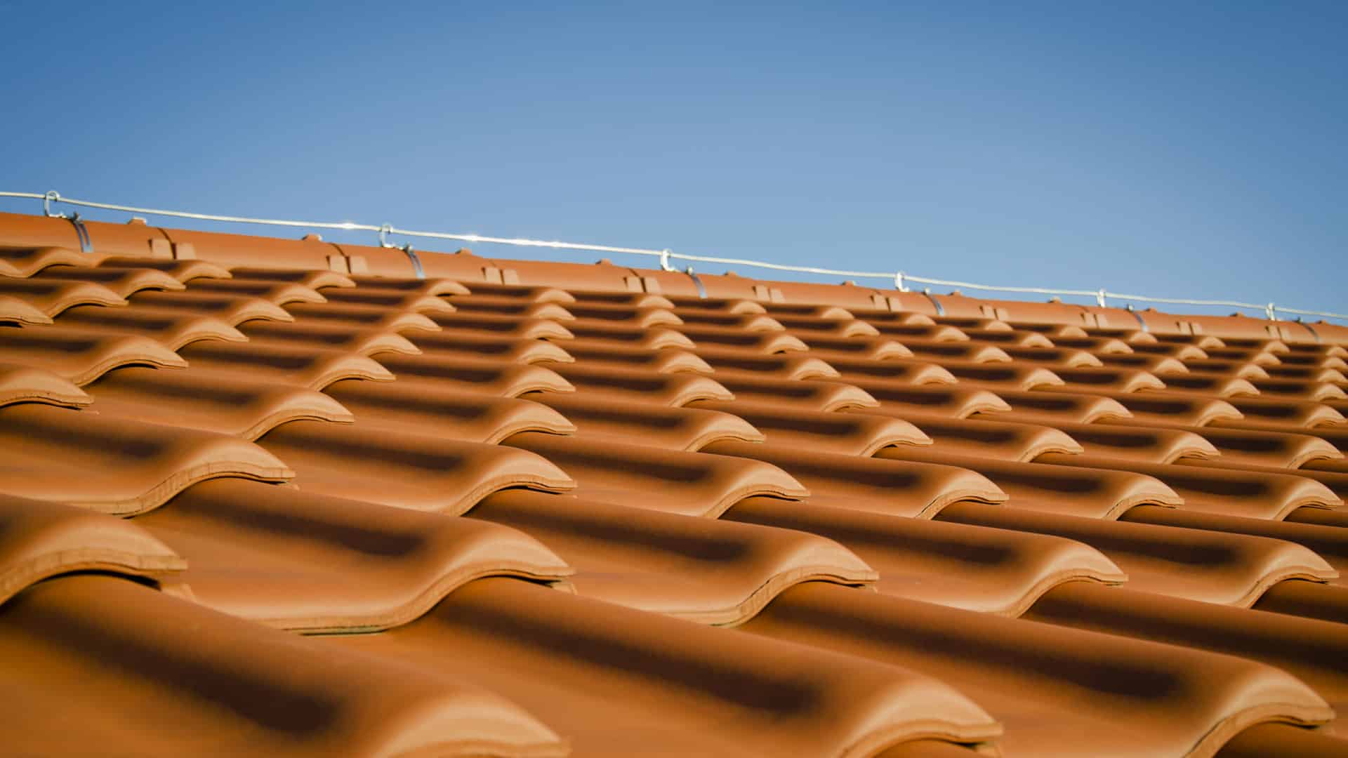 Close up of orange roofing tiles