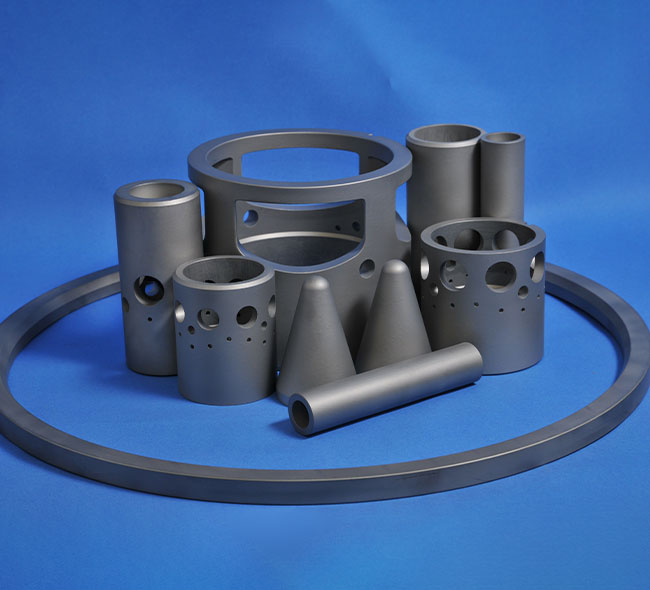 Group of different carbide parts and pieces for oil and gas industry